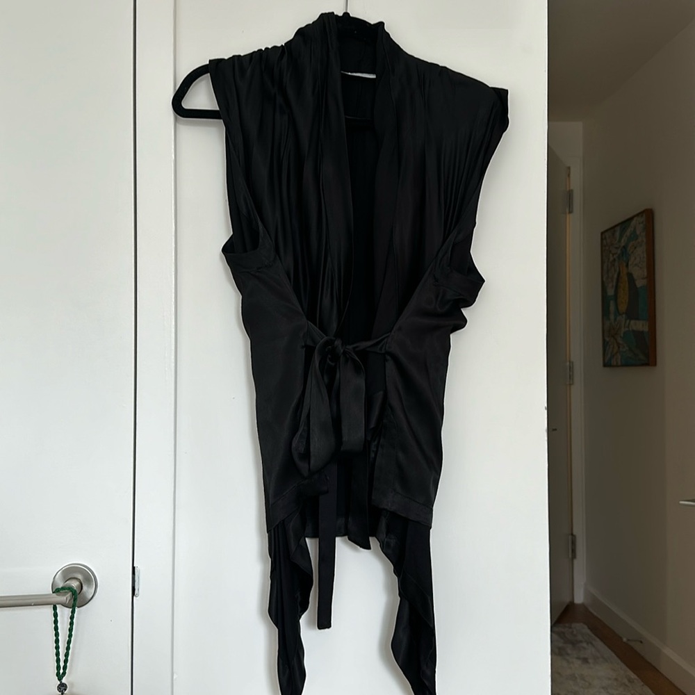 Zara Silky Black Wrap Top